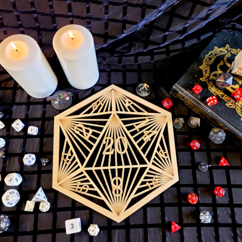 Fourth Level Manufacturing Fourth Level MFG 12" D20 Wood Wall Art, DND Artwork 2D 20-Sided Dungeon Die, Hanging Home Decor,Dungeon and Dragons, Board Game Art - Image 4
